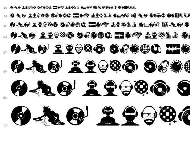 DJ Icons font waterfall